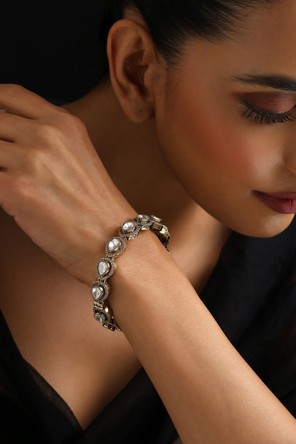 Gold Finish Kundan Polki Kada