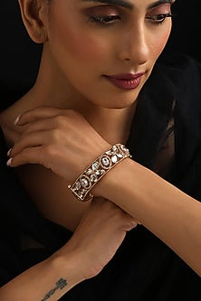 Gold Finish Kundan Polki Kada