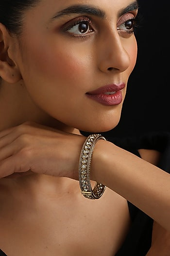 Gold Finish Kundan Polki Kada