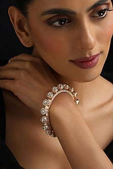 Rose Gold Finish Kundan Polki Pacheli Kada