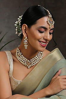 Gold Finish Handcrafted Kundan Necklace Set