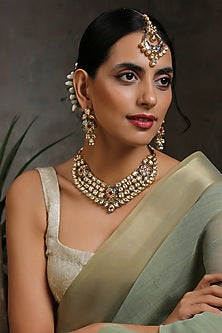 Gold Finish Handcrafted Kundan Necklace Set