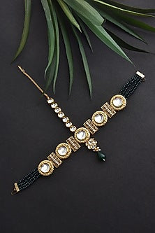 Gold Finish Kundan Polki Mathapatti