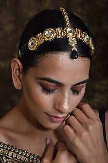 Gold Finish Kundan Polki Mathapatti