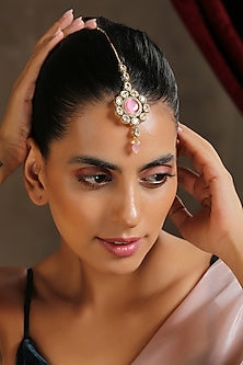 Gold Finish Kundan Polki Maang Tikka