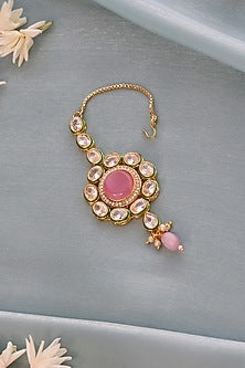 Gold Finish Kundan Polki Maang Tikka