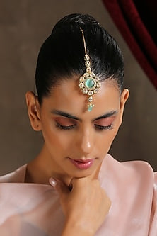 Gold Finish Kundan Polki Maang Tikka