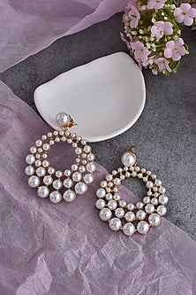 Gold Finish Pearl Dangler Earrings