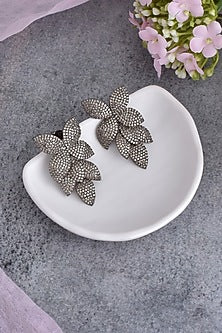 Black Rhodium Finish Synthetic Stone & Zirconia Dangler Earrings
