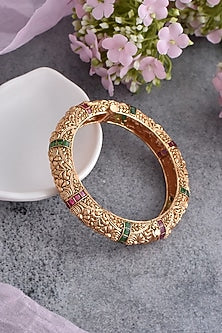 Gold Finish Multi-Colored Synthetic Stone Kada