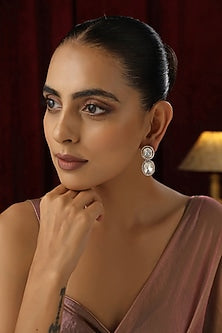 Rose Gold Finish Kundan Polki Handmade Stud Earrings