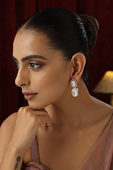 Rose Gold Finish Kundan Polki Handmade Stud Earrings