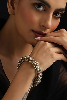 Gold Finish Kundan Polki Openable Kada