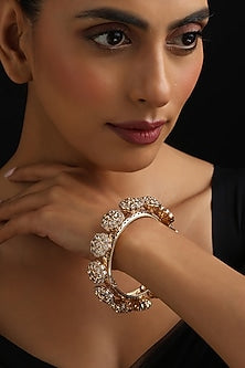 Rose Gold Finish Kundan Polki Openable Kada