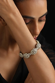 Rose Gold Finish Kundan Polki Openable Kada