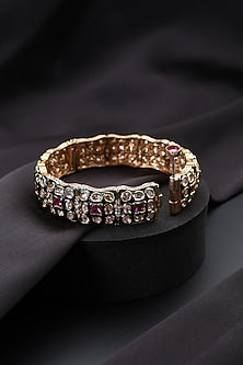 Gold Finish Multi-Colored Kundan Polki Openable Kada