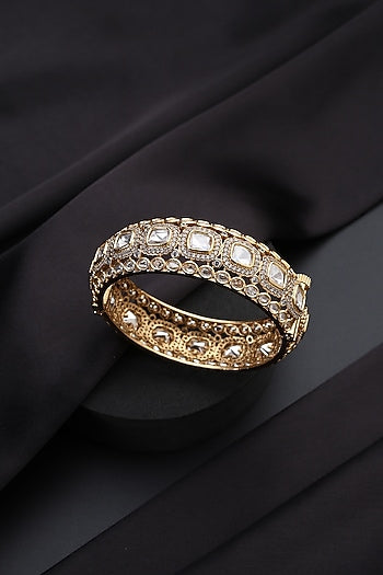 Gold Finish Kundan Polki Openable Kada