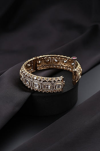 Gold Finish Kundan Polki Openable Kada