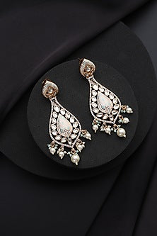 Rose Gold Finish Pink Kundan Polki Dangler Earrings