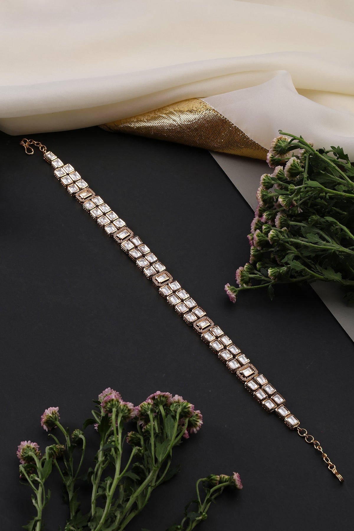 Gold Finish Kundan Polki Handcrafted Sheeshpatti