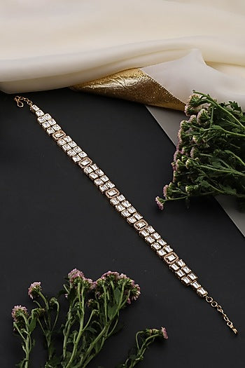 Gold Finish Kundan Polki Handcrafted Sheeshpatti