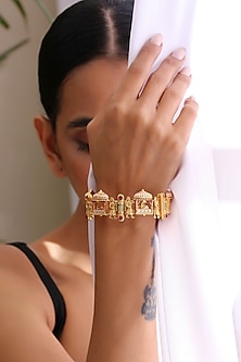 Gold Finish Multi-Colored Stones Kada