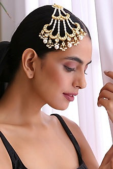 Gold Finish Kundan Polki & Pearl Pasa