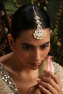 Gold Finish Kundan Polki Maangtikka