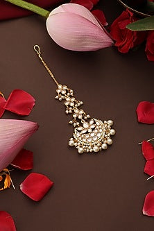 Gold Finish Kundan Polki Maangtikka