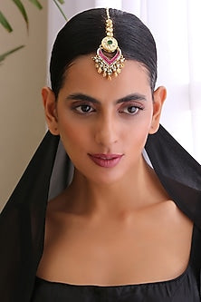 Gold Finish Kundan Polki Maang Tikka