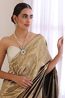 Two Tone Finish Kundan Polki Long Necklace Set