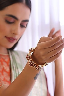 Gold Finish Kundan Polki Kada