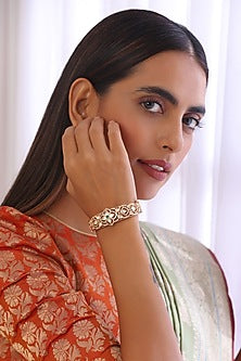 Rose Gold Finish Kundan Polki Bracelet