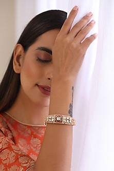Rose Gold Finish Kundan Polki Bracelet