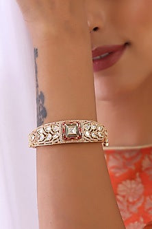 Rose Gold Finish Kundan Polki Bracelet