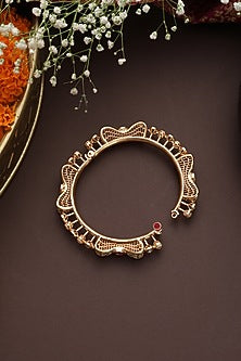 Gold Finish Multi-Colored Kundan Polki Bangle