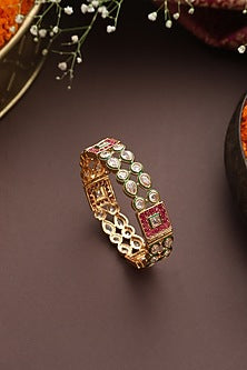 Gold Finish Kundan Polki Kada