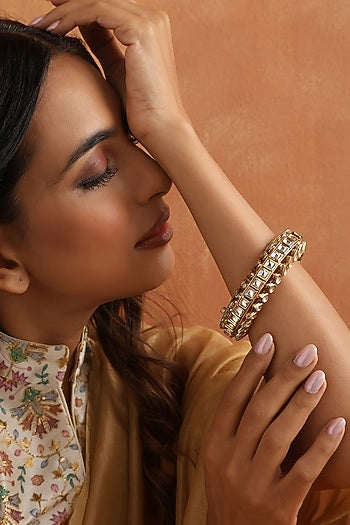 Gold Finish Kundan Polki Kada