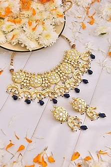 Gold Finish Pearl Choker Necklace Set