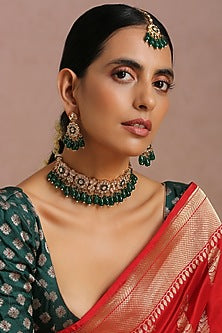 Gold Finish Kundan Polki Choker Necklace Set