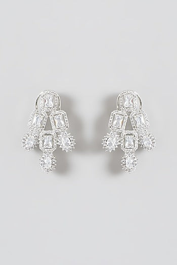 Silver Finish Zirconia Stud Earrings