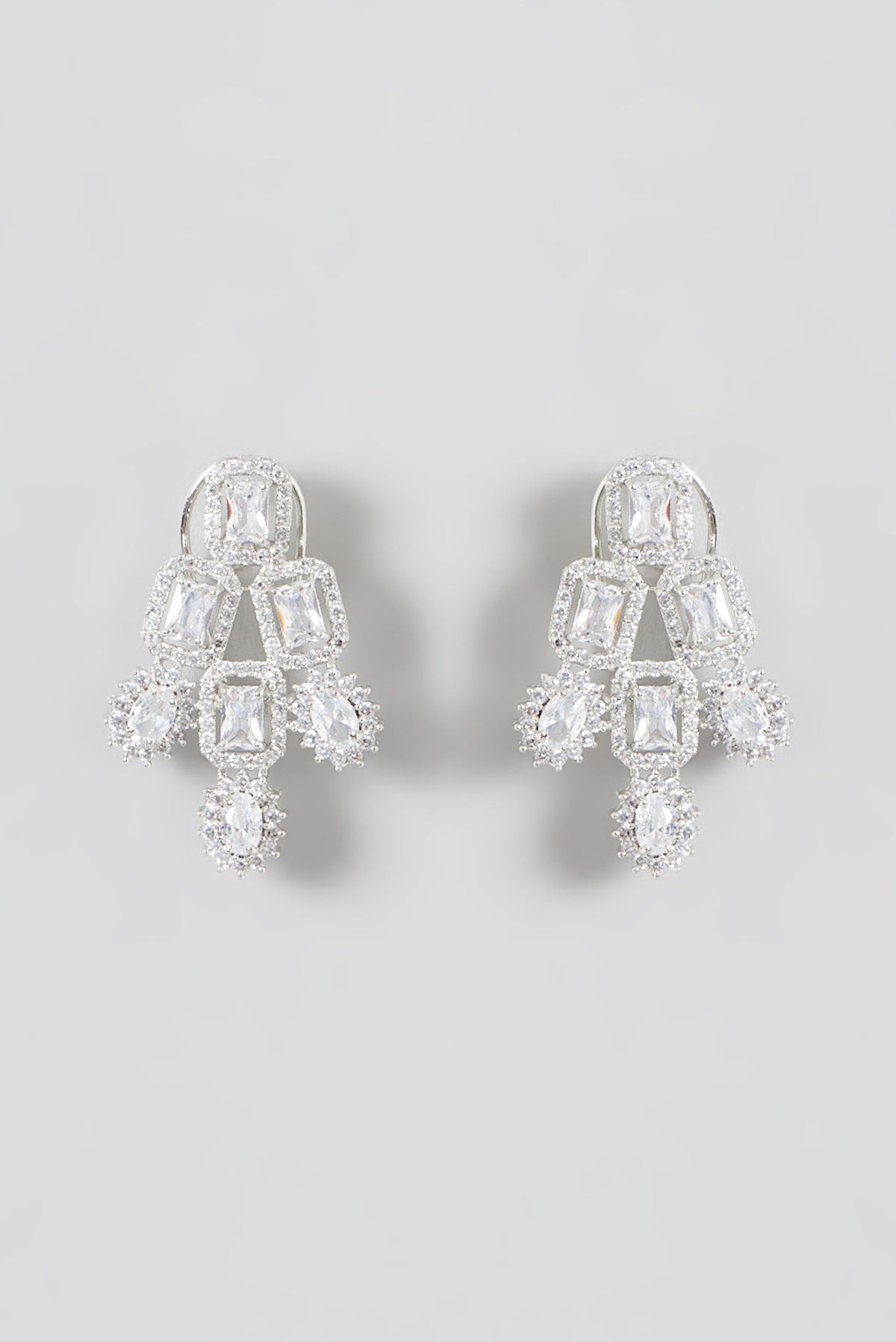 Silver Finish Zirconia Stud Earrings