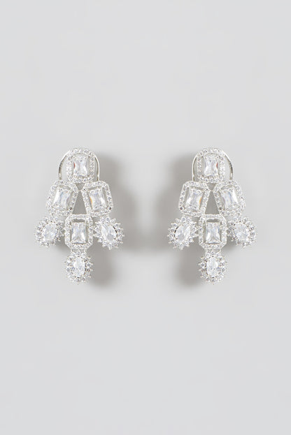 Silver Finish Zirconia Stud Earrings
