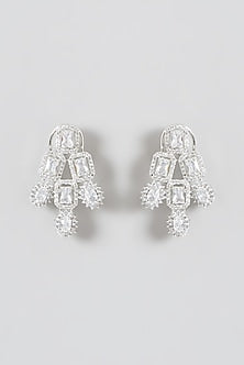 Silver Finish Zirconia Stud Earrings