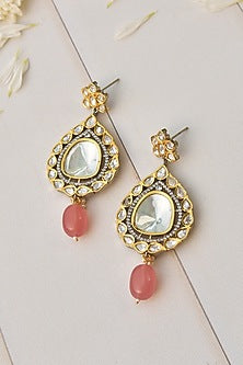 Gold Finish Kundan Polki Earrings