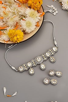 Silver Finish Choker Necklace Set