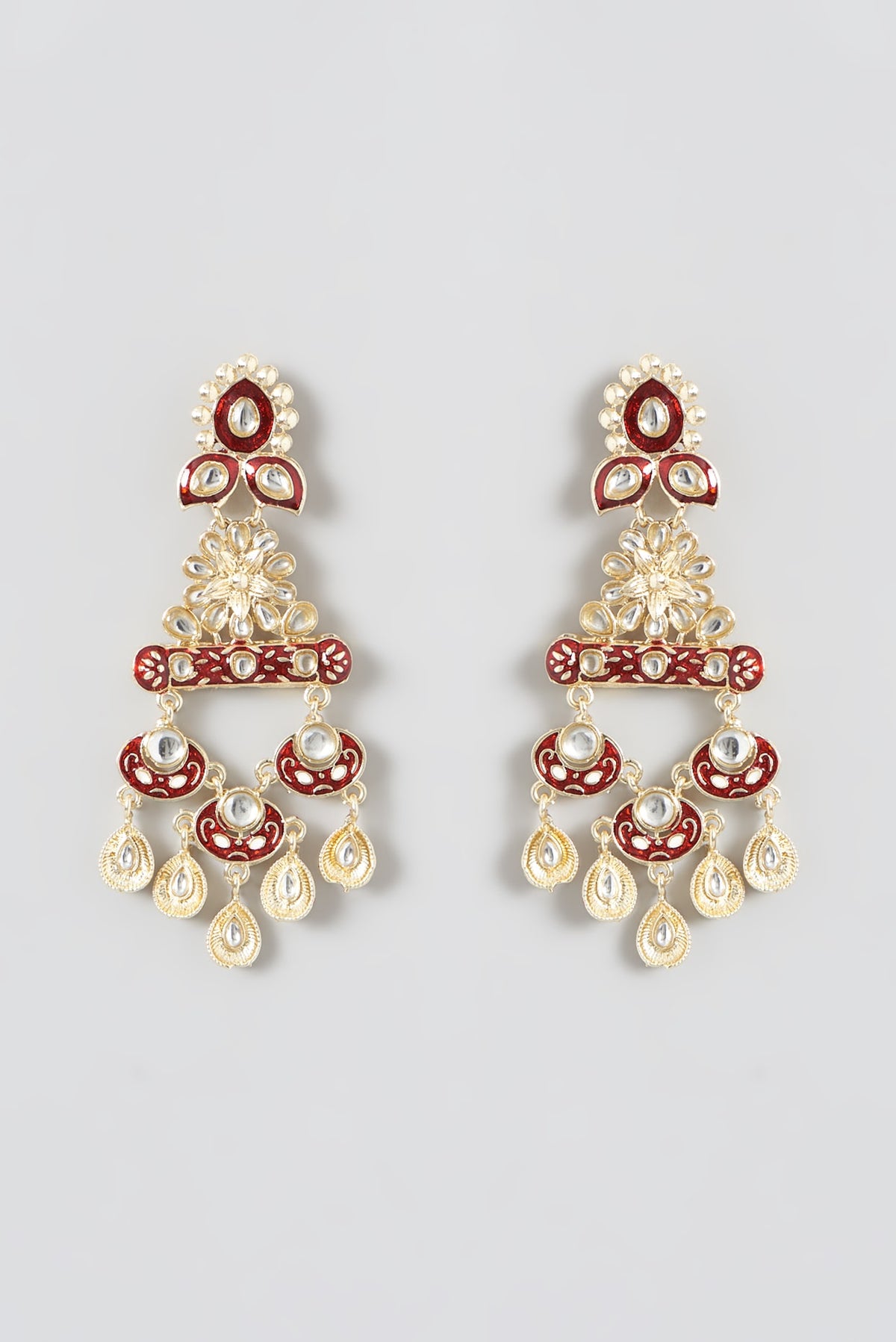 Gold Finish Enameled Dangler Earrings