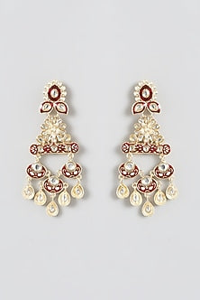 Gold Finish Enameled Dangler Earrings