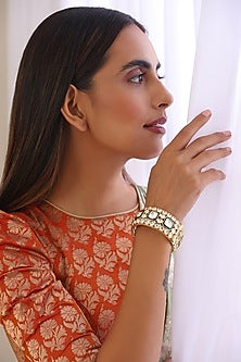 Gold Finish Kundan Polki Kada