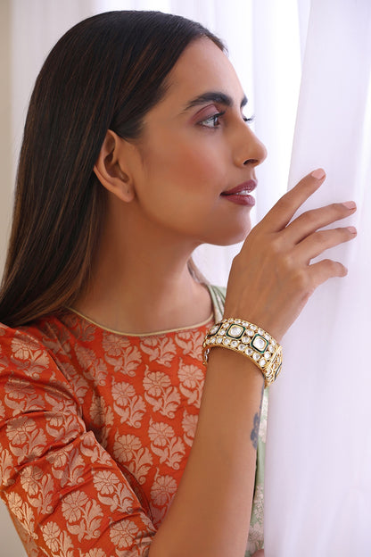Gold Finish Kundan Polki Kada